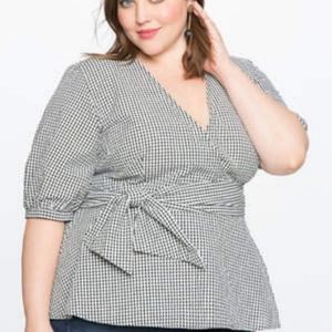 Eloquii Wrap Gingham Top
